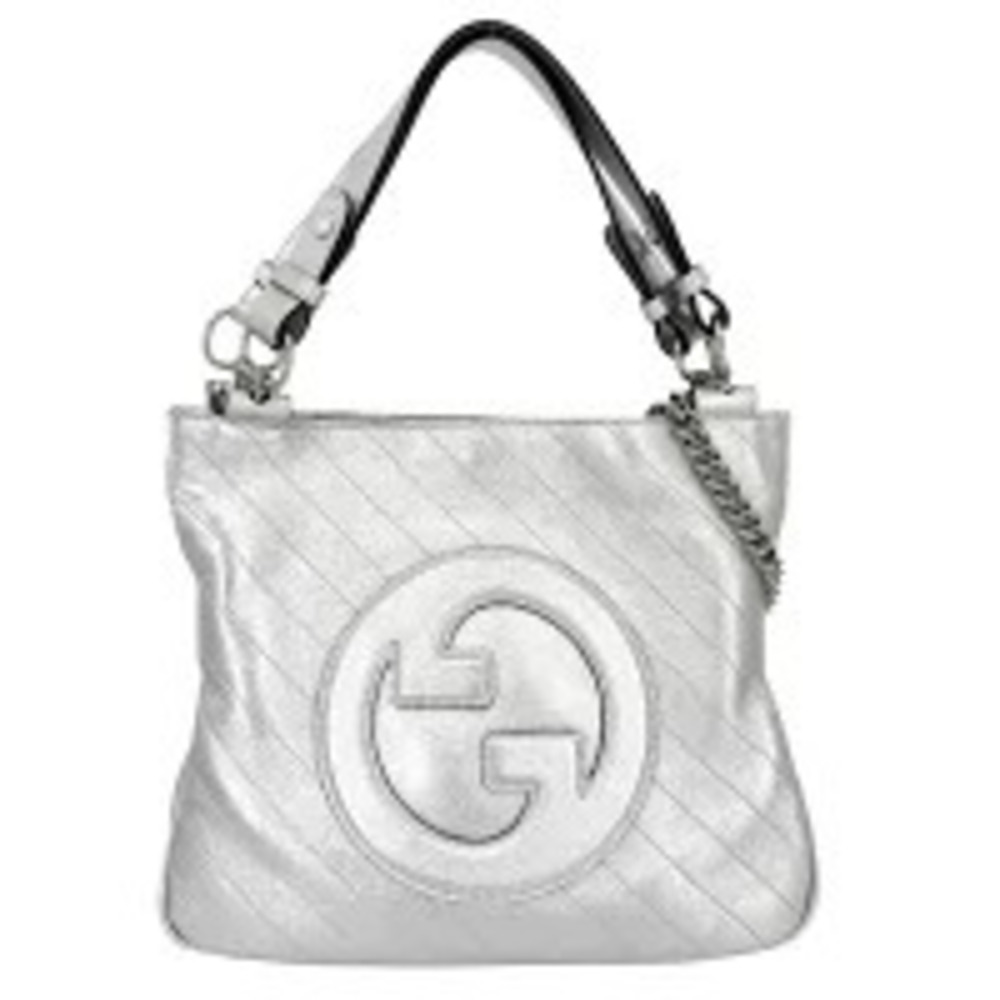 Gucci Blondie Tote Bag Chain Shoulder Handbag Metallic Leather